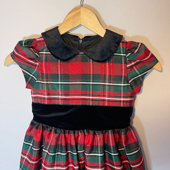 Jayne Copeland Holiday Dress Red Green Black Velvet Collar Tulle Lining Girls 6 - Picture 5 of 5